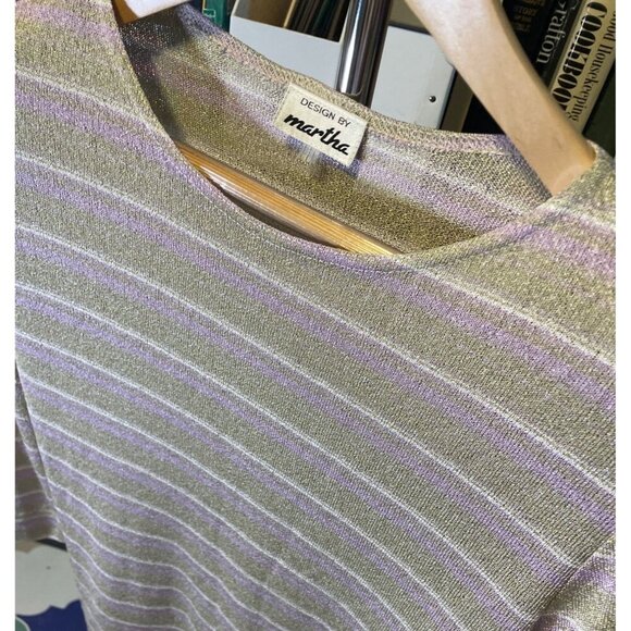 Design by Martha Gray and Violet Striped Three-Quarter Sleeve Crew Neck Top - Picture 4 of 7